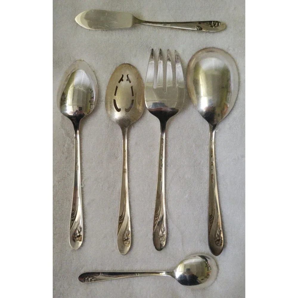 Holmes & Edwards Silverplate Silverware Romance Pattern Serving Ware 6 Pieces